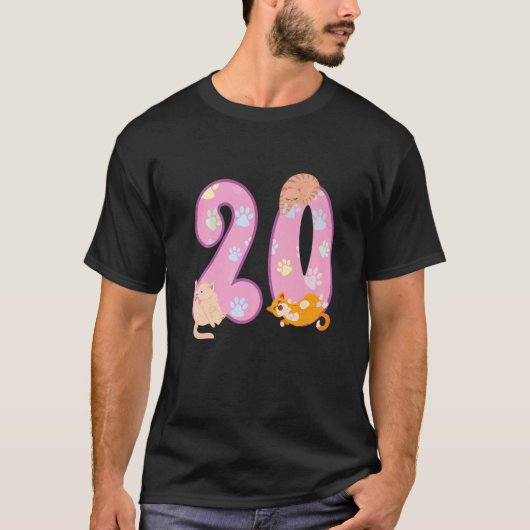 20誕生日猫誕生パーティー生まれ変わり Tシャツ (正面)