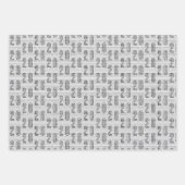 20誕生日白黒タイポグラフィ番号 ラッピングペーパーシート (正面3)