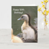 20誕生日目アヒルの挨拶状 カード (黄色い花)