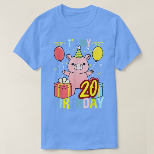 20誕生日豚で豚を飼う Tシャツ (デザイン正面)