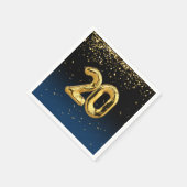 20誕生日金ゴールドバルーンと紙吹雪ナプキン スタンダードカクテルナプキン (角)