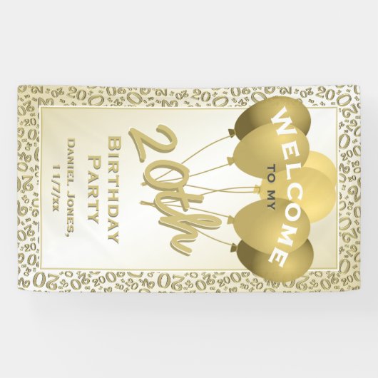 20誕生日金ゴールド乱数パターン20 横断幕 (横)