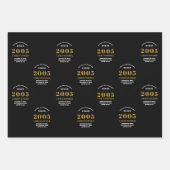 20誕生日2005生まれ名を追加黒金ゴールド ラッピングペーパーシート (正面)