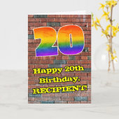 20誕生日:おもしろいグラフィティインスパイアレインボー20 カード (黄色い花)