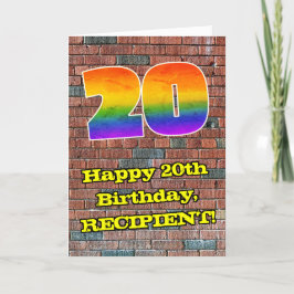 20誕生日:おもしろいグラフィティインスパイアレインボー20 カード