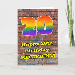 20誕生日:おもしろいグラフィティインスパイアレインボー20 カード
