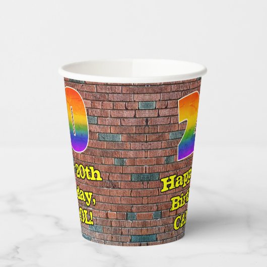 20誕生日:おもしろいグラフィティインスパイアレインボー20 紙コップ (左)