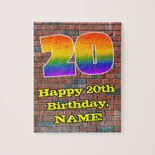 20誕生日:おもしろいグラフインスパイアィレインボー20 ジグソーパズル
