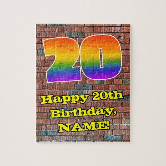 20誕生日:おもしろいグラフインスパイアィレインボー20 ジグソーパズル (縦)