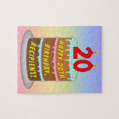 20誕生日:おもしろいケーキとキャンドル+名前をカスタムする ジグソーパズル (横)