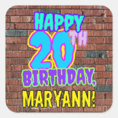 20誕生日-おもしろい、アーバングラフィティインスパイアルック スクエアシール (正面)