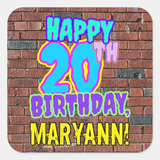 20誕生日-おもしろい、アーバングラフィティインスパイアルック スクエアシール (正面)