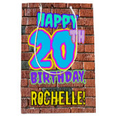 20誕生日:おもしろい、アーバングラフィティインスパイアルック ミディアムペーパーバッグ (正面)