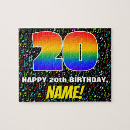 20誕生日:おもしろい、カラフル音楽シンボル、「20」 ジグソーパズル