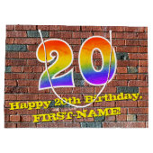 20誕生日:おもしろい、グラフィインスパイアティ・レインボー# 20 ラージペーパーバッグ (裏面)