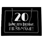20誕生日:アールデコインスパイアスタイル「20」、名前 ラージペーパーバッグ (正面)