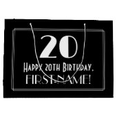 20誕生日:アールデコインスパイアスタイル「20」、名前 ラージペーパーバッグ (裏面)