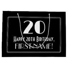 20誕生日:アールデコインスパイアスタイル「20」、名前 ラージペーパーバッグ