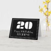 20誕生日:アールデコ刺激を受けたルク「20」と名前 カード (黄色い花)