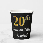 20誕生日-エレガント高級フェイク金ゴールドルック# 紙コップ (裏面)