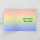 20誕生日:カラフルレインボー# 20、名前をカスタムする カード (内部)