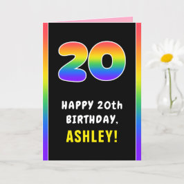 20誕生日:カラフルレインボー# 20、名前をカスタムする カード