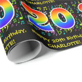 20誕生日:カラフルMusic Symbols, Rainbow 20 ラッピングペーパー (ロールコーナー)