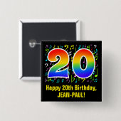 20誕生日:カラフルMusic Symbols, Rainbow 20 缶バッジ (正面&裏面)