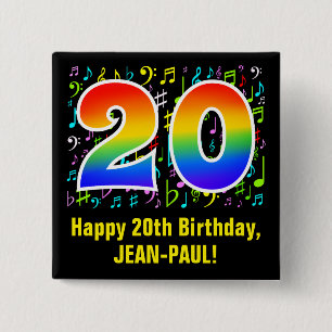 20誕生日:カラフルMusic Symbols, Rainbow 20 缶バッジ