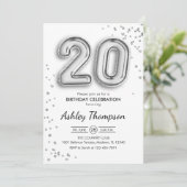 20誕生日 – シルバー・バルーン 招待状 (スタンド正面)