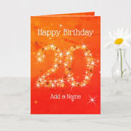 20誕生日 – スターナンバレッドオレンジ輝き年齢20 カード