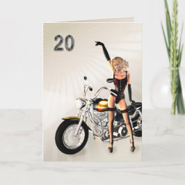 20誕生日、バイクと女の子 カード