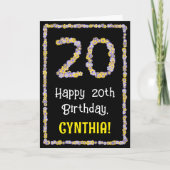 20誕生日:フローラ花数名前をカスタムする カード (正面)