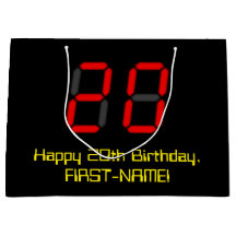 20誕生日：レッドデジタルクロックスタイル"20" +名前