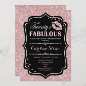 20誕生日 – 二十ファブラスバラ金ゴールドブラック 招待状 (正面/裏面)