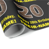 20誕生日:名前フェイク&木目パターン「20」 ラッピングペーパー (ロールコーナー)