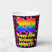 20誕生日:愛するハートパターン, Rainbow 20 紙コップ (裏面)