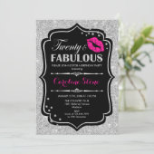 20誕生日 – 素敵な20ブラックピンクシルバー 招待状 (スタンド正面)