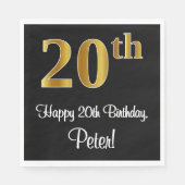 20誕生日～豪華エレガントなフェイク金ゴールド外観# スタンダードランチョンナプキン (正面)