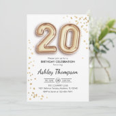 20誕生日-金ゴールドバルーン 招待状 (スタンド正面)