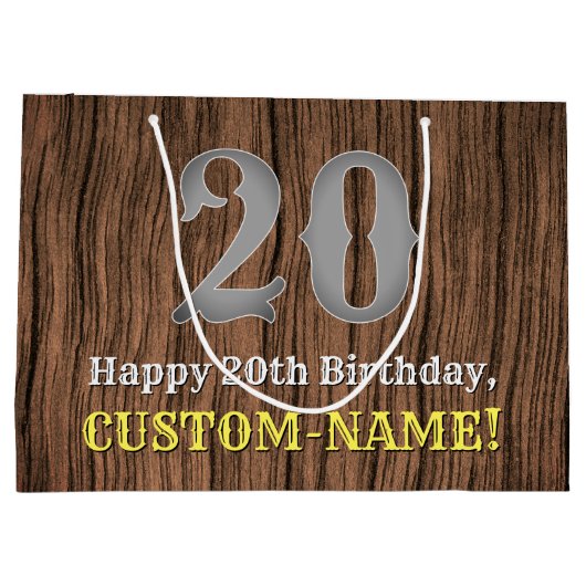 20誕生日: Country インスパイア Western  Look, Name ラージペーパーバッグ (裏面)