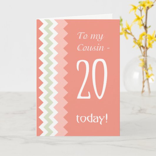 20誕生日Seconds, Coral, Mint Chevens カード (黄色い花)