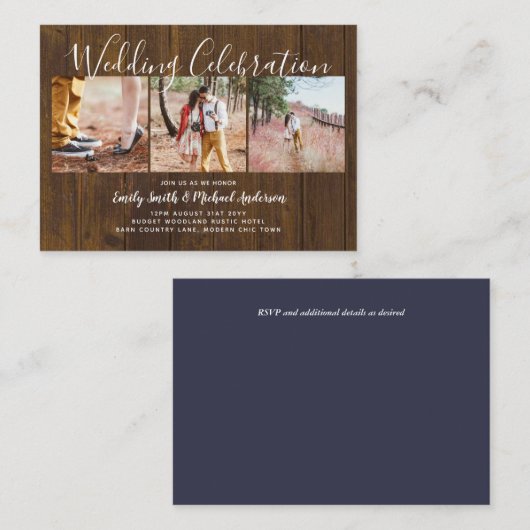 20質の予算の写真結婚式の招待SMALL アドバイスカード (正面/裏面)