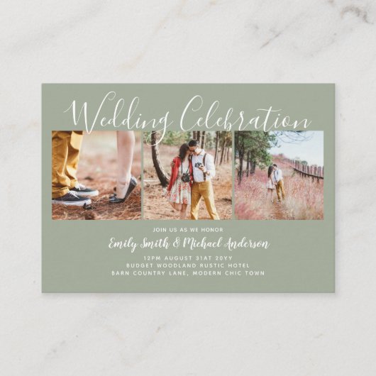 20質の予算の写真結婚式の招待SMALL アドバイスカード (正面)