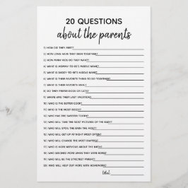 20質問ミニマリスト赤ちゃんシャワーゲーム