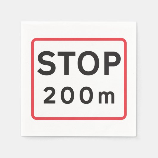 200ストップm道路標識交通安全警告確保 スタンダードカクテルナプキン (正面)