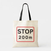 200ストップm道路標識交通安全警告確保 トートバッグ (裏面)