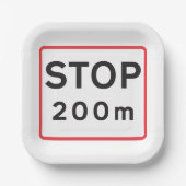 200ストップm道路標識交通安全警告確保 ペーパープレート (正面)