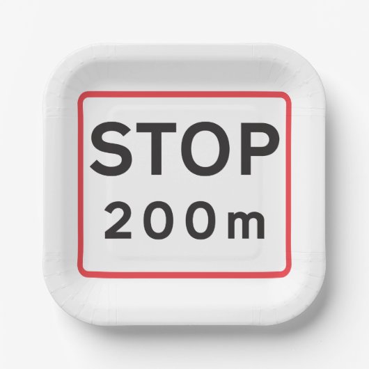 200ストップm道路標識交通安全警告確保 ペーパープレート (正面)