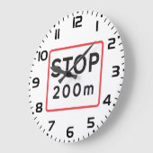 200ストップm道路標識交通安全警告確保 ラージ壁時計 (傾斜)